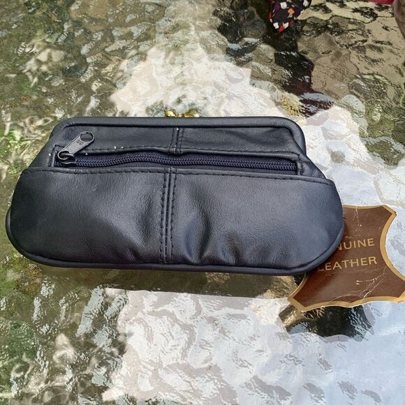Vintage Black leather change purse wallet - Picture 1 of 5